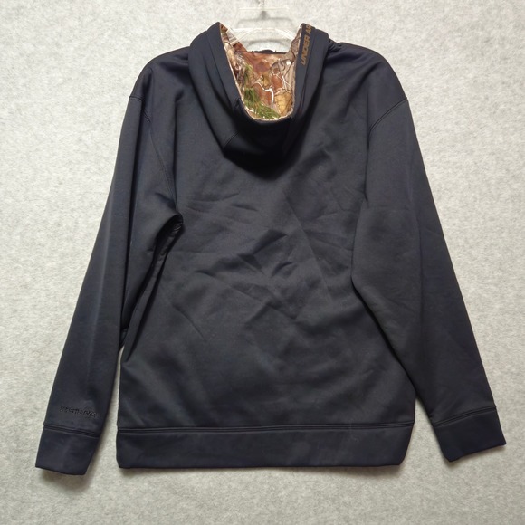 UNDER ARMOUR Hoodie Mens Small Black Camo Logo Storm Fleece Pullover Long Sleeve - Picture 2 of 8